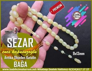Katalin Ve Bağa TesbihlerTM13419Enes Kapusuzoğlu Usta Üst Düzey El İşçiliği Tespih | Antika Bağa, Premium İşçilik, Badem Kesim, Yosun Yeşil Damarlı Katalin 