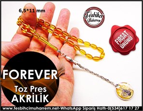 Forever Hediyelik 6,5*11 mm Özel Püsküllü Su Damlası Ateşi Toz Pres Akrilik Tesbih