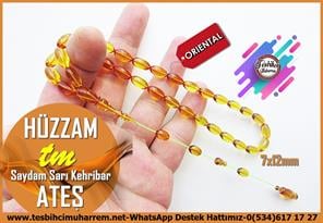 Sarı Ton TesbihlerTM14019İbrahim Yardımcı Usta İşçilikli Ateş Kehribar Tesbih – Saydam Sarı, Badem Kesim, “Hüzzam” İşçilikli Özel Tasarım Tespih Tespih Ateş Kehribar I Saydam Sarı Badem Kesim Hüzzam Tesbih