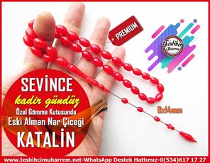 Katalin Ve Bağa TesbihlerTM13825Kadir Gündüz Usta El İşçiliği Tespih | Eski Alman Katalin, Nar Çiçeği Renk, Sertifikalı, Özel Kutulu – “Sevince” TesbihTespih Eski Alman Katalin l Özel Gömme Kutulu Sertifikalı Nar Çiçeği Sevince Tesbih 