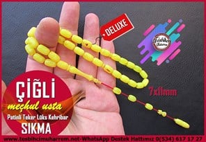 Hareli Damarlı Sarı Kehribar TesbihlerTM14433Meçhul Usta İşçilikli Damarlı Sarı Renk Patinli Sıkma Kehribar Tesbih I Özel Tasarım Kapsül Model Çiğli TesbihDamarlı Sarı Renk Patinli Sıkma Kehribar Tesbih I Özel Tasarım Kapsül Model Çiğli Tesbih 