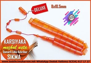 Turuncu Kehribar TesbihlerTM14432Meçhul Usta İşçilikli Damarlı Turuncu Renk Sıkma Kehribar Tesbih I Özel Tasarım Kesme Model Karşıyaka TesbihDamarlı Turuncu Renk Sıkma Kehribar Tesbih I Özel Tasarım Kesme Model Karşıyaka Tesbih 