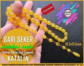 Katalin Ve Bağa TesbihlerTM13607Metehan Soylu Usta Tornası Tespih | Katalin, Safran Sarısı, Özel Tasarım, Şişman Beyzi Kesim, 