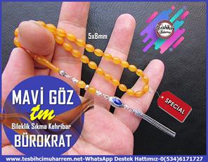 Maskot, Bileklik ve Bürokrat TespihlerTM13856Muharrem Karaoğlu Dizayn | Sıkma Kehribar Bürokrat Tespih, Bilek Boy, Sarı Renk, 