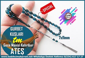 Gece Mavisi Ton TesbihlerTM14345Muharrem Karaoğlu Usta Dizayn Gece Mavisi Ateş Kehribar Tespih I Full Gümüş Badem Kesim Gurbet Kuşları TesbihGece Mavisi Ateş Kehribar Tespih I Full Gümüş Badem Kesim Gurbet Kuşları Tesbih
