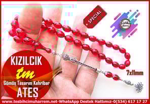 Ateş Kırmızı Ton TesbihlerTM14212Muharrem Karaoğlu Usta Dizayn Kırmızı Ateş Kehribar Tespih I Beyzi Kesim Gümüş Püskül Kızılcık TesbihKırmızı Ateş Kehribar Tespih I Beyzi Kesim Gümüş Püskül Kızılcık Tesbih