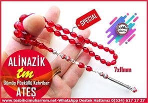 Ateş Kırmızı Ton TesbihlerTM14508Muharrem Karaoğlu Usta Dizayn Kırmızı Renk Ateş Kehribar Tesbih I Gümüş Püskül Tasarım Beyzi Kesim Alinazik TesbihKırmızı Renk Ateş Kehribar Tesbih I Gümüş Püskül Tasarım Beyzi Kesim Alinazik Tesbih