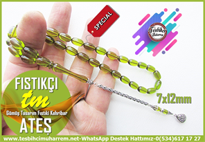 Yeşil Ton TesbihlerTM14158Muharrem Karaoğlu Usta Dizayn Tespih | Tespih Ateş Kehribar I Badem Model Gümüş Püskül Yeşil Fıstıkçı TesbihTespih Ateş Kehribar  I Badem Model Gümüş Püskül Yeşil Fıstıkçı Tesbih