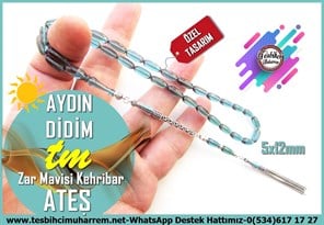 Mavi Ton TesbihlerTM14270Muharrem Karaoğlu Usta Dizayn Zar Mavisi Badem Ateş Kehribar Tespih I Gümüş Püskül Tasarım Aydın Didim TesbihZar Mavisi Badem Ateş Kehribar Tespih I Gümüş Püskül Tasarım Aydın Didim Tesbih 