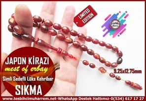 Tricolor Kehribar TesbihlerTM14223Mustafa Erbay Usta İmzalı Kızıl Simli Lüks Sıkma Kehribar Tespih I Premium Çalışma Beyzi Kesim Japon Kirazı TesbihKızıl Simli Lüks Sıkma Kehribar Tespih I Premium Çalışma Beyzi Kesim Japon Kirazı Tesbih