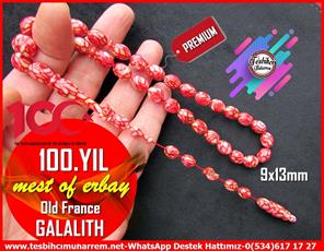 Galanit TesbihTM12927Mustafa Erbay Usta Tespih Old Galalith Kırmızı Beyaz 100.Yıl TesbihTespih Old Galalith Kırmızı Beyaz 100.Yıl Tesbih