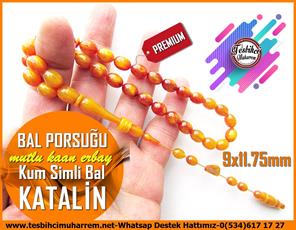 Katalin Ve Bağa TesbihlerTM13411Mutlu Kaan Erbay Usta El İşçiliği Premium Tespih | Altın Sırlı Hızma Katalin, Kum Simli Beyzi Kesim, Özel Çalışma 