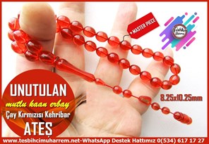 Tütün Ton TesbihlerTM14305Mutlu Kaan Erbay Usta İmzalı Çay Kırmızısı Ateş Kehribar Tespih I Şişman Beyzi Kesim Unutulan TesbihÇay Kırmızısı Ateş Kehribar Tespih I Şişman Beyzi Kesim Unutulan Tesbih