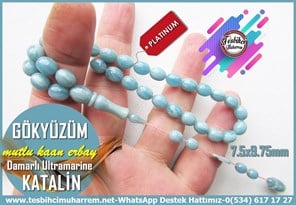 Katalin Ve Bağa TesbihlerTM14220Mutlu Kaan Erbay Usta İmzalı Damarlı Açık Mavi Renk Katalin Tespih I Beyzi Kesim El Boy Gökyüzüm TesbihDamarlı Açık Mavi Renk Katalin Tespih I Beyzi Kesim El Boy Gökyüzüm Tesbih