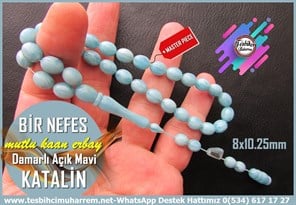 Katalin Ve Bağa TesbihlerTM14306Mutlu Kaan Erbay Usta İmzalı Damarlı Açık Mavi Katalin Tespih I Şişman Beyzi Kesim Bir Nefes TesbihDamarlı Açık Mavi Katalin Tespih I Şişman Beyzi Kesim Bir Nefes Tesbih