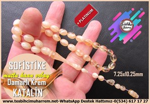 Katalin Ve Bağa TesbihlerTM14219Mutlu Kaan Erbay Usta İmzalı Damarlı Krem Renk Katalin Tespih I Beyzi Kesim El Boy Sofistike TesbihDamarlı Krem Renk Katalin Tespih I Beyzi Kesim El Boy Sofistike Tesbih 
