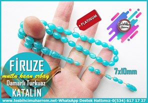 Katalin Ve Bağa TesbihlerTM14218Mutlu Kaan Erbay Usta İmzalı Damarlı Turkuaz Renk Katalin Tespih I Beyzi Kesim El Boy Firuze TesbihDamarlı Turkuaz Renk Katalin Tespih I Beyzi Kesim El Boy Firuze Tesbih