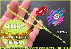 Maskot, Bileklik ve Bürokrat TespihlerTM14121Mutlu Kaan Erbay Usta İmzalı Gerbera Tespih | Bürokrat Katalin I |Neon Sarı | Bilek Boy Arpa Kesim Özel Tasarım TesbihTespih Bürokrat Katalin I Bilek Boy Neon Sarı Özel Çalışma Gerbera Tesbih 