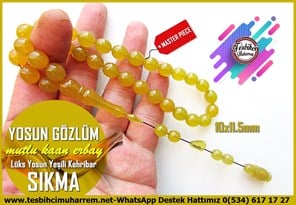 Hareli Yeşil Kehribar TesbihlerTM14393Mutlu Kaan Erbay Usta İmzalı Yosun Yeşili Sıkma Kehribar Tesbih I Uçlu Küre Kesim Lüks Yosun Gözlüm TesbihYosun Yeşili Sıkma Kehribar Tesbih I Uçlu Küre Kesim Lüks Yosun Gözlüm Tesbih
