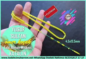 Katalin Ve Bağa TesbihlerTM14195Ömer Koçak Usta İmzalı Tespih Katalin I Kılçık Model İnce Kapsül Eski Miskevi Sarı Renk Yusuf Sultan TesbihTespih Katalin I Kılçık İnce Kapsül Eski Miskevi Sarı Renk Yusuf Sultan Tesbih 