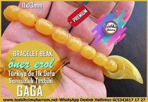 Gaga Sonsuzluk Tesbih-Türkiye'de Bir İlkTM14255Öner Erol Usta İmzalı Sarı Damarlı Sonsuzluk Gaga Tespih I Limited Edition Sıkma Kehribar Bracelet Beak Tesbih Sarı Damarlı Sonsuzluk Gaga Tespih I Limited Edition Sıkma Kehribar Bracelet Beak Tesbih