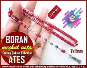 Ateş Kırmızı Ton TesbihlerTM12116Orjinal Gümüş Püskül Gümüş Kakma Kesme Ateş Kehribar Tesbih BoranOrjinal Gümüş Püskül Gümüş Kakma Kesme Ateş Kehribar Tesbih Boran
