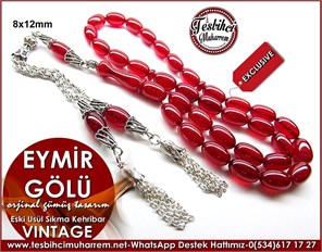 Orjinal Gümüş Tasarım Vintage Sıkma Kehribar Tesbih Eymir Gölü 