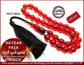 Orjinal Gümüş Vintage Eski Usül Sıkma Kehribar Tesbih Haydar Paşa