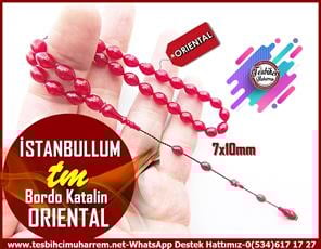 Katalin Ve Bağa TesbihlerTM13811Reşat Bozyel Usta El İşçiliği Tespih | Oriental Katalin,Bordo Renk, Beyzi Kesim – 