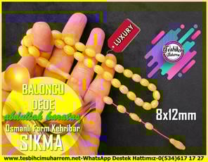 Kayısı Kehribar TesbihlerTM12238Şişman Beyzi Kesim Osmanlı Form Sarı Sıkma Kehribar Tesbih Baloncu Dede Şişman Beyzi Kesim Osmanlı Form Sarı Sıkma Kehribar Tesbih Baloncu Dede 