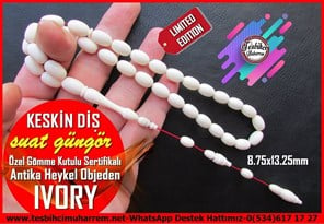 Fildişi TesbihlerTM14247Suat Güngör Usta İşçilikli Antika Heykel Objeden Ivory Tespih I Profesyonel Çalışma Özel Gömme Kutulu Sertifikalı Keskin Diş Tesbih Antika Heykel Objeden Ivory Tespih I Profesyonel Çalışma Özel Gömme Kutulu Sertifikalı Keskin Diş Tesbih