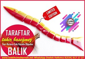 Balık TesbihlerTM14474Tahir Başeğmez Usta İşçilikli Balık Zaza Tesbih I Elite Model Sarı Kırmızı Eski Katalin Objeden Taraftar TesbihBalık Zaza Tesbih I Elite Model Sarı Kırmızı Eski Katalin Objeden Taraftar Tesbih