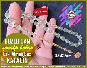 Katalin Ve Bağa TesbihlerTM11896Tesbih Katalin Saydam Buz Beyazı Beyzi Kesim Altın Püsküllü Buzlu Cam Tesbih Katalin Saydam Buz Beyazı Beyzi Kesim Altın Püsküllü Buzlu Cam 