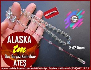 Su Damlası Ton TesbihlerTM13134Tespih Ateş Kehribar I Buz Beyaz Badem Kesim Alaska TesbihTespih Ateş Kehribar I Buz Beyaz Badem Kesim Alaska Tesbih