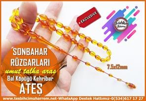 Sarı Ton TesbihlerTM14023Umut Talha Aras Usta İşçilikli Ateş Kehribar Tesbih – Bal Köpüğü Renk, Beyzi Kesim, “Sonbahar Rüzgarları” İsimli Özel Tasarım TespihTespih Ateş Kehribar I Bal Köpüğü Beyzi Kesim Sonbahar Rüzgarları Tesbih