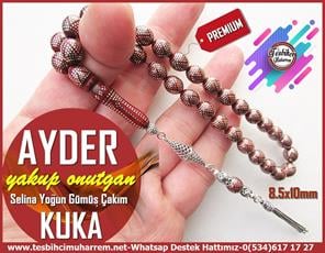 Kuka Ağacı TesbihlerTM13359Yakup Onutgan Usta El İşçiliği Tespih | Kuka, Selina Tarzı, Yoğun Gümüş Çakım ve Gümüş Püskül, 