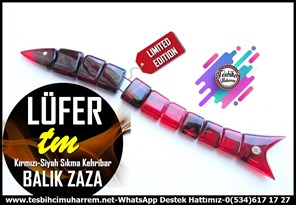 Balık TesbihlerTM14190Zaza Balık Tepih I Siyah-Kırmızı Sıkma Kehribar Özel Tasarım Lüfer Tesbih Zaza Balık Tepih I Siyah-Kırmızı Sıkma Kehribar Özel Tasarım Lüfer Tesbih