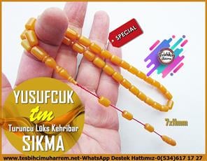 Kayısı Kehribar TesbihlerTM13677Zeki Demirıbrık Usta Tornası | Çubuk Sıkma Kehribar Tespih,Kayısı Renk, Kapsül Kesim, 