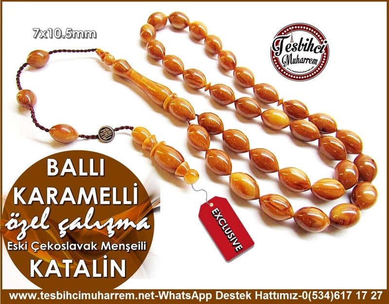  Özel Çalışma Çekoslavakya Menşeili Eski Çek Katalin Tesbih Ballı Karamelli