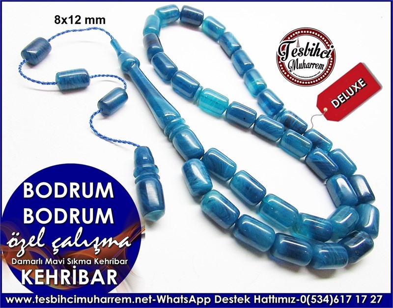  Özel Çalışma Kapsül Mavi Sıkma Kehribar Tesbih Bodrum Bodrum 