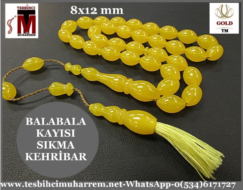 SIKMA KEHRİBAR TESBİH 8x12 mm KAYISI BALABALA