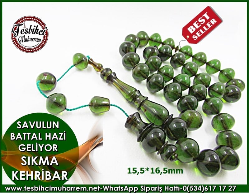 Sıkma Kehribar Tesbih 15,5*16,5 mm Savulun Battal Gazi Geliyor