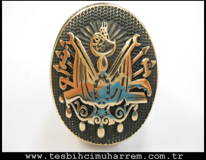 GÜMÜŞ YÜZÜK OSMANLI DEVLET ARMALI PÜSKÜRTME OKSİTLİ