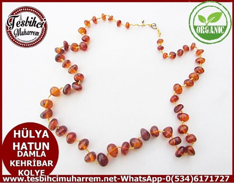 HÜLYA  HATUN ANTİKA NATUREL DAMLA KEHRİBAR KOLYE