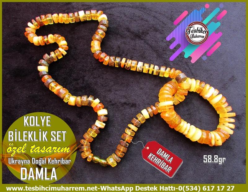  Damla Kehribar TesbihlerTM1251360.5 gr Özel Model Kolye+Bileklik Set Ukrayna Damla Kehribar58.8 gr Özel Model Kolye+Bileklik Set Ukrayna Damla Kehribar