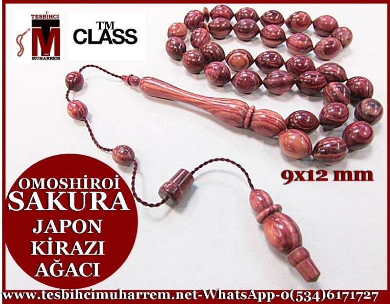JAPON KİRAZI AĞACI TESBİH 9x12 mm OMOSHİROİ SAKURA