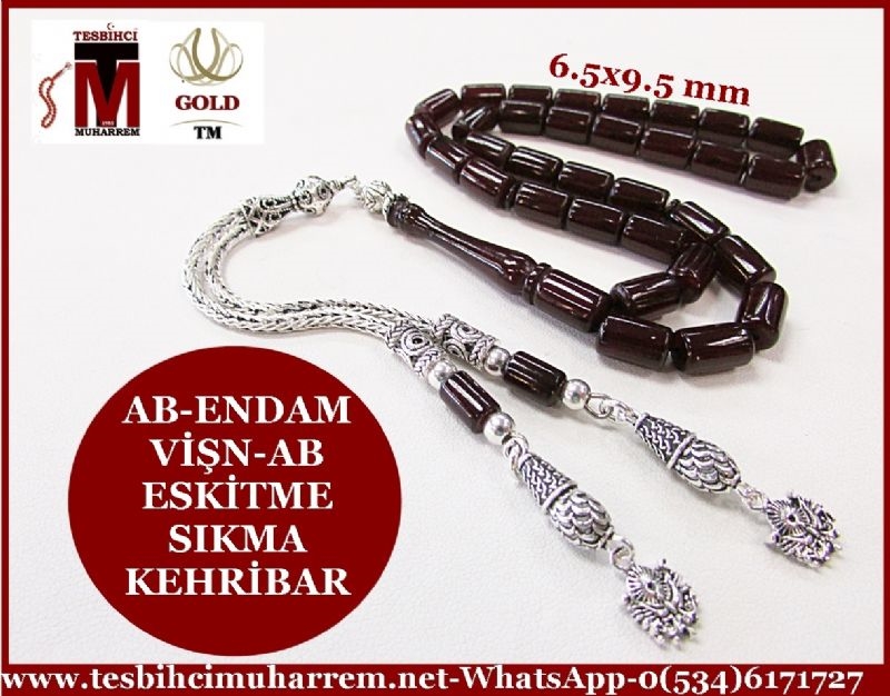 SIKMA KEHRİBAR TESBİH 6.5x9.5 mm ESKİTME AB-ENDAM VİŞN-AB