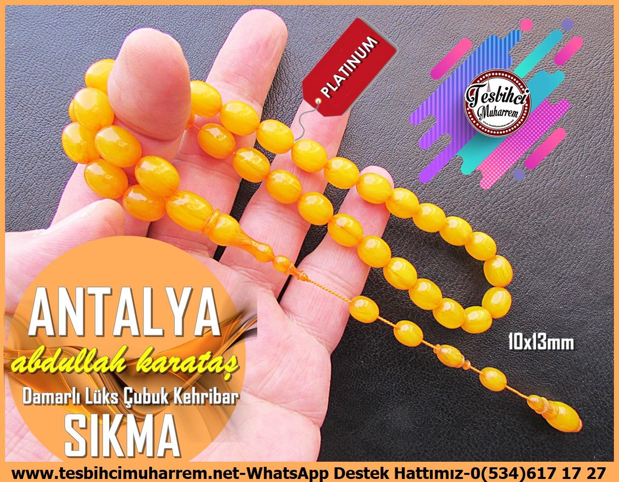 Kayısı Kehribar TesbihlerTM13260Abdullah Karataş Usta Kehribar Tesbih | Antalya Lüks Damarlı Çubuk Malzemeden TesbihTespih Sıkma Kehribar I Lüks Damarlı Çubuk Malzemeden Antalya Tesbih 