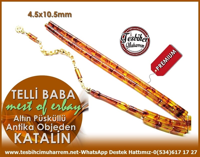 Altın Püskül Çalışma Objeden Dik Kesme Eski Alman Katalin Tesbih Telli Baba