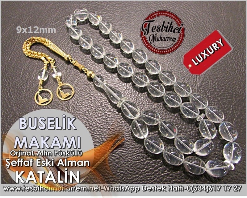 Altın Püsküllü Eski Alman Buz Katalin Tesbih Buselik Makamı